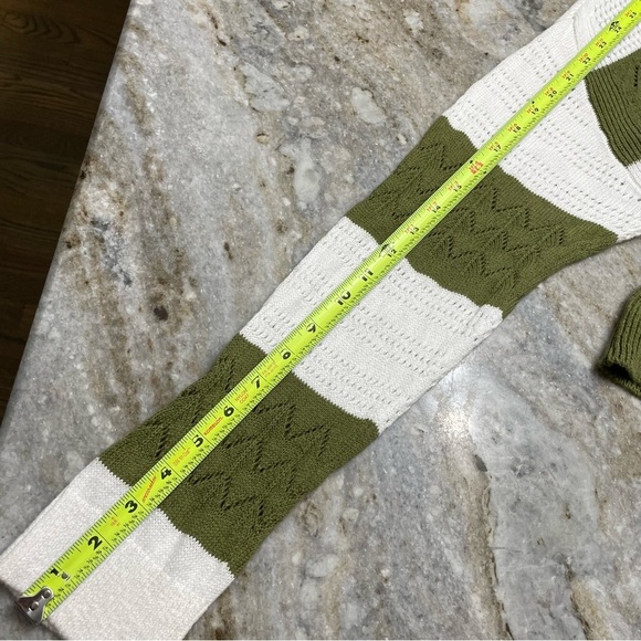 Talbots Green & White Mint Striped Cotton Linen Blend Cardigan Sweater - Picture 6 of 10